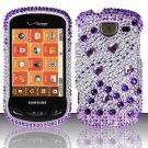 Hard Plastic Bling Rhinestone Design Case for Samsung Brightside U380 - Purple and Silver