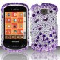 Hard Plastic Bling Rhinestone Design Case for Samsung Brightside U380 - Purple and Silver