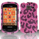 Hard Plastic Bling Rhinestone Design Case for Samsung Brightside U380 - Hot Pink Leopard