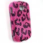 Hard Plastic Bling Rhinestone Design Case for Samsung Brightside U380 - Hot Pink Leopard