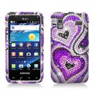 Hard Plastic Bling Rhinestone Design Case for Samsung Captivate Glide 4G - Purple Heart & Pearls