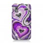 Hard Plastic Bling Rhinestone Design Case for Samsung Captivate Glide 4G - Purple Heart & Pearls