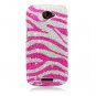 Hard Plastic Bling Diamond Snap On Cover Case for HTC One S/Ville (T-Mobile) - Pink Zebra