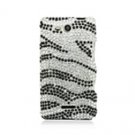 Hard Plastic Bling Rhinestone Design Case for LG Lucid 4G (Verizon) - Silver & Black Zebra