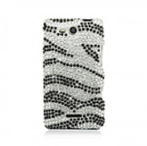 Hard Plastic Bling Rhinestone Design Case for LG Lucid 4G (Verizon) - Silver & Black Zebra