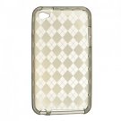 Crystal Gel Check Design Skin Cover Case for Apple iPod Touch 4 - Smoke