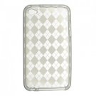 Crystal Gel Check Design Skin Cover Case for Apple iPod Touch 4 - Clear