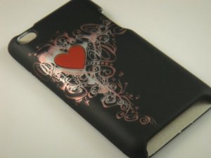 Hard Plastic Rubber Feel Design Case for Apple iPod Touch 4 - Royal Heart