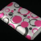 Hard Plastic Rubber Feel Design Case for Apple iPod Touch 4 - Black and Pink Dots