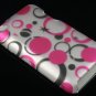 Hard Plastic Rubber Feel Design Case for Apple iPod Touch 4 - Black and Pink Dots