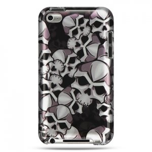 Hard Plastic Design Case for Apple iTouch 4 (4th Gen) &acirc;�� Black Skulls