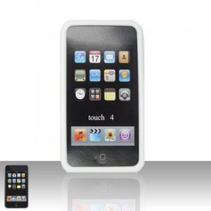 Hard Plastic Rubber Feel Back Cover Case for Apple iTouch 4 - White