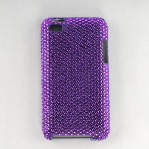 Hard Plastic Bling Rhinestone Design Cover Case for Apple iTouch 4 (4th Gen) - Purple