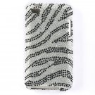 Hard Plastic Bling Rhinestone Design Cover Case for Apple iTouch 4 (4th Gen) - Silver & Black Zebra