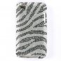 Hard Plastic Bling Rhinestone Design Cover Case for Apple iTouch 4 (4th Gen) - Silver & Black Zebra