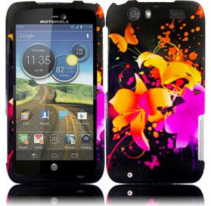 Hard Plastic Rubberized Design Case for Motorola Atrix 3 HD MB886 (AT&T) &acirc;�� Heavenly Flowers