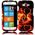 Hard Plastic Rubberized Snap On Design Case for Samsung Focus 2 i667 (AT&T) - Gold Hearts