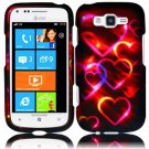 Hard Plastic Rubberized Snap On Design Case for Samsung Focus 2 i667 (AT&T) - Colorful Hearts
