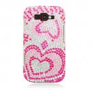 Hard Plastic Bling Rhinestone Design Case for Samsung Focus 2 i667 (AT&T) - Dual Pink Hearts