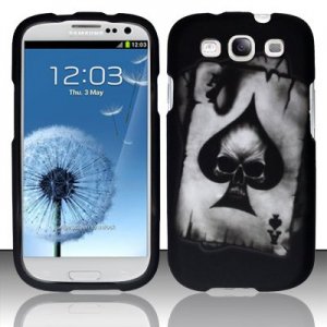 Hard Plastic Rubberized Design Case Cover for Samsung Galaxy S3 III &acirc;�� Ace of Spade Skull