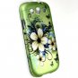 Hard Plastic Rubberized Design Case Cover for Samsung Galaxy S3 III &acirc;�� Green Flower & Butterfly