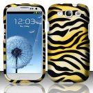 Hard Plastic Rubberized Design Case Cover for Samsung Galaxy S3 III – Golden Zebra