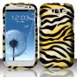 Hard Plastic Rubberized Design Case Cover for Samsung Galaxy S3 III &acirc;�� Golden Zebra