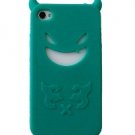 Soft Silicone Skin Cover Case for Apple iPhone 4/4S - Turquoise Devil