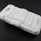 Armor Hybrid Hard Case with Kickstand Belt Clip Holster for HTC One X/Elite (AT&T) - White