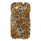 Hard Plastic Bling Rhinestone Snap On Cover Case for Samsung Galaxy S3 III – Golden Leopard