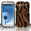 Hard Plastic Bling Rhinestone Snap On Cover Case for Samsung Galaxy S3 III – Golden Zebra