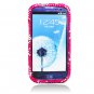 Hard Plastic Bling Rhinestone Snap On Cover Case for Samsung Galaxy S3 III &acirc;�� Hot Pink Hearts