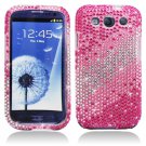 Hard Plastic Bling Rhinestone Snap On Cover Case for Samsung Galaxy S3 III – Silver White Plaid