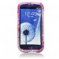 Hard Plastic Bling Rhinestone Snap On Cover Case for Samsung Galaxy S3 III &acirc;�� Silver White Plaid