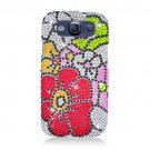 Hard Plastic Bling Rhinestone Snap On Cover Case for Samsung Galaxy S3 III – Colorful Flowers