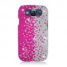 Hard Plastic Bling Rhinestone Snap On Cover Case for Samsung Galaxy S3 III – Silver & Pink