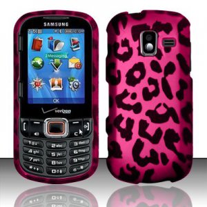 Hot Pink Leopard Hard Plastic Rubberized Design Case for Samsung Intensity III SCH U485 (Verizon)