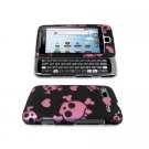 Hard Plastic Rubber Feel Design Case for HTC G2 - Black and Pink Skull