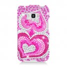 Hard Plastic Bling Design Case for LG Optimus Elite (Sprint/Virgin Mobile) – Dual Pink Hearts