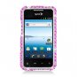 Hard Plastic Bling Design Case for LG Optimus Elite (Sprint/Virgin Mobile) &acirc;�� Dual Pink Hearts