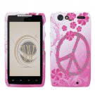 Hard Plastic Rubber Feel Design Case for Motorola Droid RAZR XT912 - Love Peace Sign
