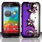 Hard Plastic Rubberized Snap On Case for Motorola Photon Q 4G LTE XT897 (Sprint) – Purple Vines