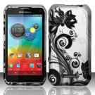 Hard Plastic Rubberized Snap On Case for Motorola Photon Q 4G LTE XT897 (Sprint) – Black Vines