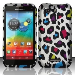 Hard Plastic Rubberized Snap On Case for Motorola Photon Q 4G LTE XT897 (Sprint) &acirc;�� Rainbow Leopard