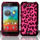 Hard Plastic Rubberized Snap On Case Motorola Photon Q 4G LTE XT897 (Sprint) – Hot Pink Leopard