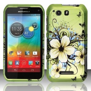 Hard Plastic Rubberized Snap On Case Motorola Photon Q 4G LTE XT897 (Sprint) &acirc;�� Flower Butterfly