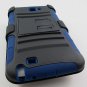 Black & Blue Rugged Armor Hard Case Kickstand Belt Clip Holster for Galaxy Note i717/i9220 (AT&T)