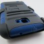 Black & Blue Rugged Armor Hard Case Kickstand Belt Clip Holster for Galaxy Note i717/i9220 (AT&T)