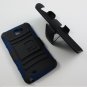 Black & Blue Rugged Armor Hard Case Kickstand Belt Clip Holster for Galaxy Note i717/i9220 (AT&T)