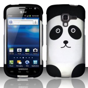 Hard Plastic Rubberized Snap On Design Case for Samsung Exhilarate i577 (AT&T) - Panda Bear